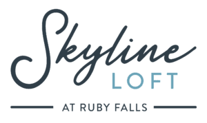 Logo with text reading Skyline Loft at Ruby Falls