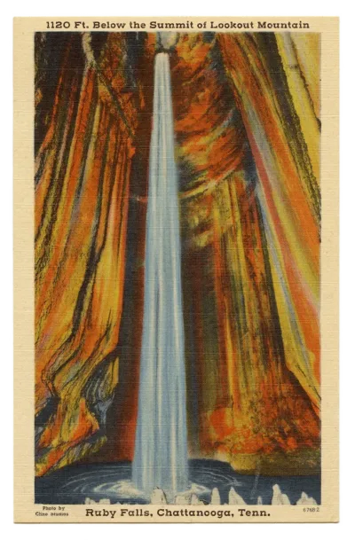 Retro post card image of Ruby Falls 