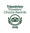 Logo with owl eyes in a circle surrounded by laurel above the year 2025